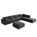 Canapé modulable en U 6 places en lin avec pouf, rembourré de duvet, grand confort, 160 pouces, combinaison libre