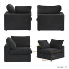 Canapé modulable en U 6 places en lin avec pouf, rembourré de duvet, grand confort, 160 pouces, combinaison libre