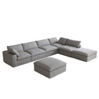 Canapé modulable en U 6 places en lin avec pouf, rembourré de duvet, grand confort, 160 pouces, combinaison libre