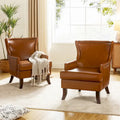 Fauteuil ergonomique moderne du milieu du siècle en cuir végétalien avec dossier ailé, lot de 2