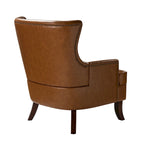 Fauteuil ergonomique moderne du milieu du siècle en cuir végétalien avec dossier ailé, lot de 2