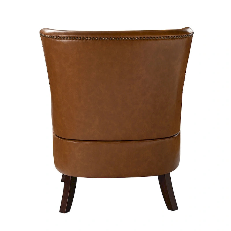 Fauteuil ergonomique moderne du milieu du siècle en cuir végétalien avec dossier ailé, lot de 2