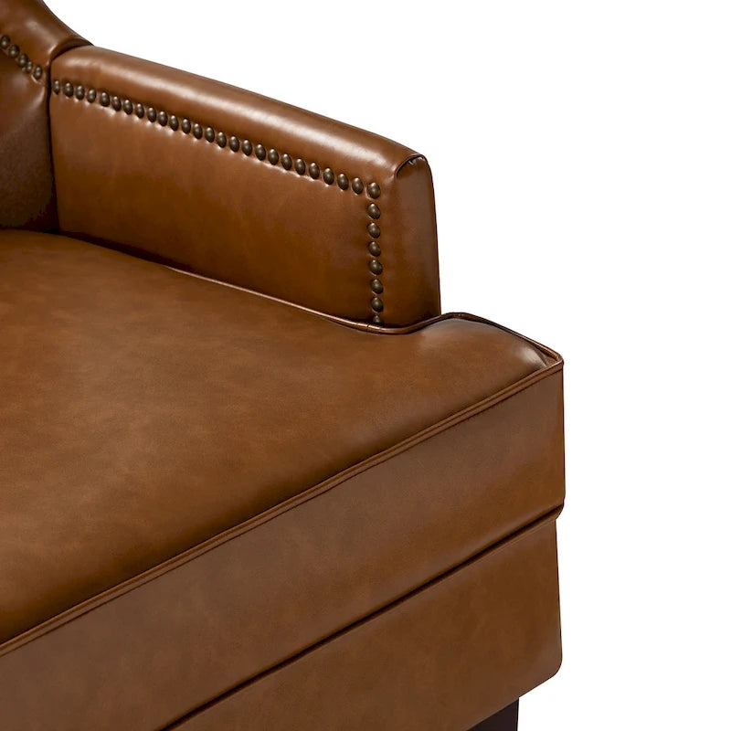 Fauteuil ergonomique moderne du milieu du siècle en cuir végétalien avec dossier ailé, lot de 2