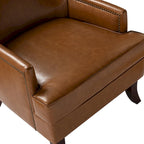Fauteuil ergonomique moderne du milieu du siècle en cuir végétalien avec dossier ailé, lot de 2