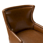 Fauteuil ergonomique moderne du milieu du siècle en cuir végétalien avec dossier ailé, lot de 2