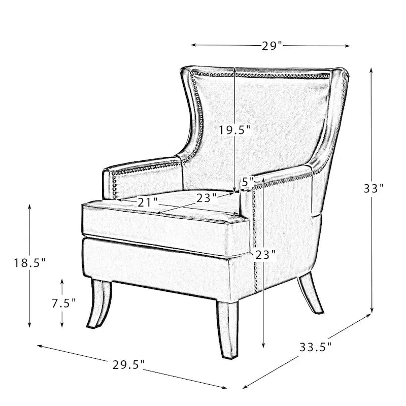 Fauteuil ergonomique moderne du milieu du siècle en cuir végétalien avec dossier ailé, lot de 2