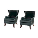 Fauteuil ergonomique moderne du milieu du siècle en cuir végétalien avec dossier ailé, lot de 2
