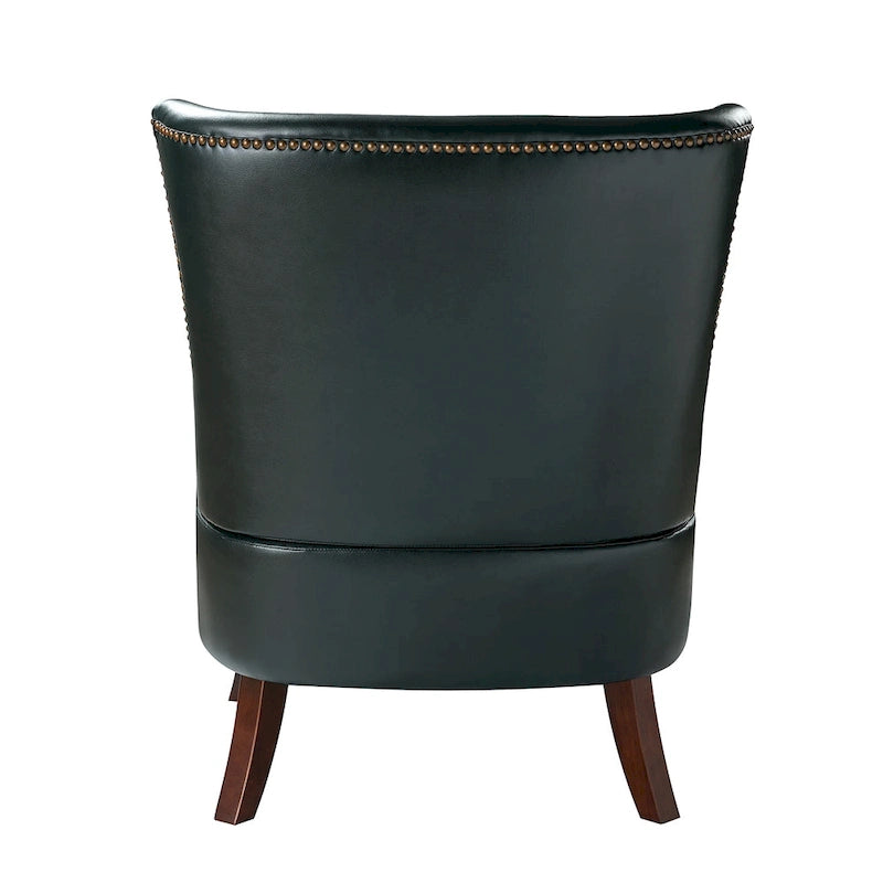 Fauteuil ergonomique moderne du milieu du siècle en cuir végétalien avec dossier ailé, lot de 2