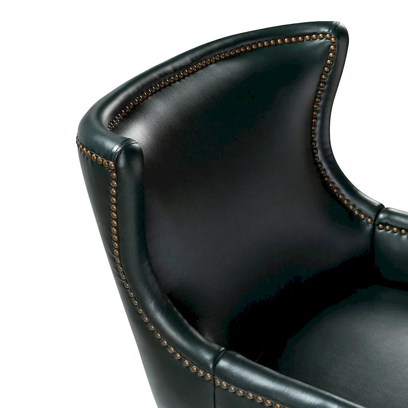 Fauteuil ergonomique moderne du milieu du siècle en cuir végétalien avec dossier ailé, lot de 2