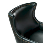 Fauteuil ergonomique moderne du milieu du siècle en cuir végétalien avec dossier ailé, lot de 2
