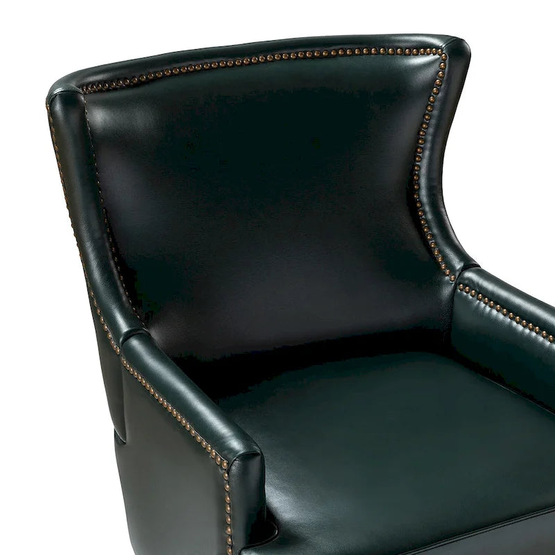 Fauteuil ergonomique moderne du milieu du siècle en cuir végétalien avec dossier ailé, lot de 2