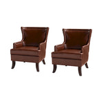 Fauteuil ergonomique moderne du milieu du siècle en cuir végétalien avec dossier ailé, lot de 2