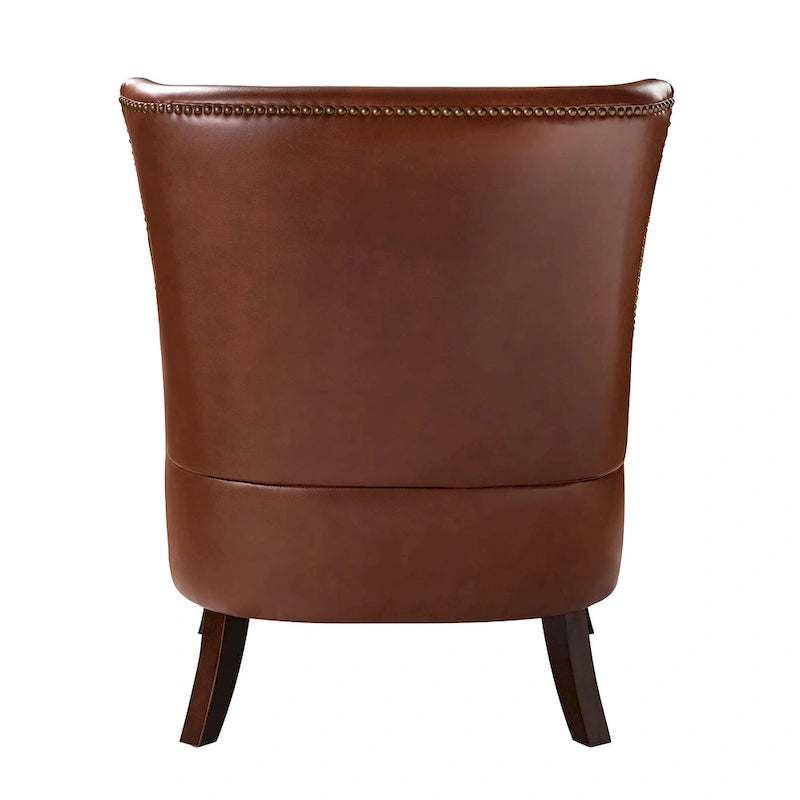 Fauteuil ergonomique moderne du milieu du siècle en cuir végétalien avec dossier ailé, lot de 2