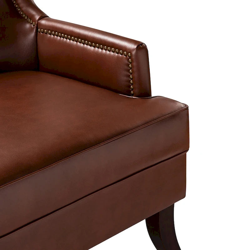 Fauteuil ergonomique moderne du milieu du siècle en cuir végétalien avec dossier ailé, lot de 2