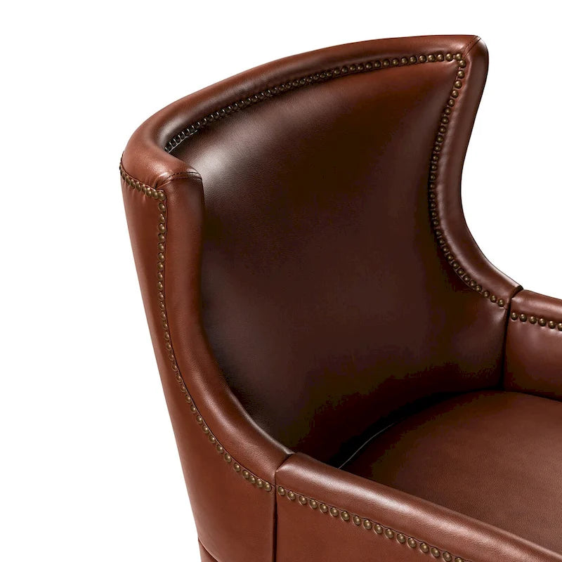 Fauteuil ergonomique moderne du milieu du siècle en cuir végétalien avec dossier ailé, lot de 2