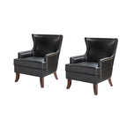 Fauteuil ergonomique moderne du milieu du siècle en cuir végétalien avec dossier ailé, lot de 2