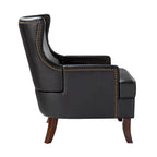 Fauteuil ergonomique moderne du milieu du siècle en cuir végétalien avec dossier ailé, lot de 2