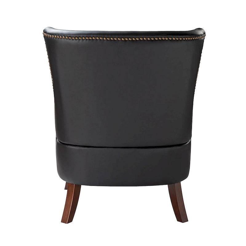 Fauteuil ergonomique moderne du milieu du siècle en cuir végétalien avec dossier ailé, lot de 2