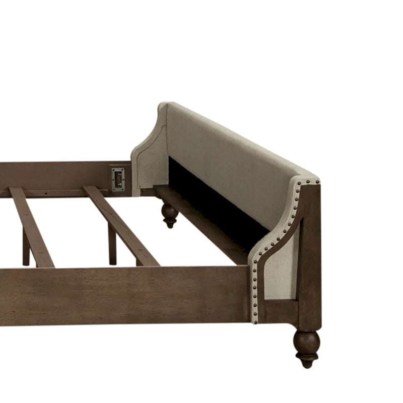 Lit king-size Americana Farmhouse Dusty Taupe avec baldaquin