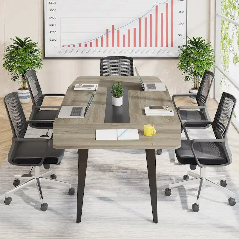 Table de conférence de 6 pieds, Table de réunion en forme de bateau