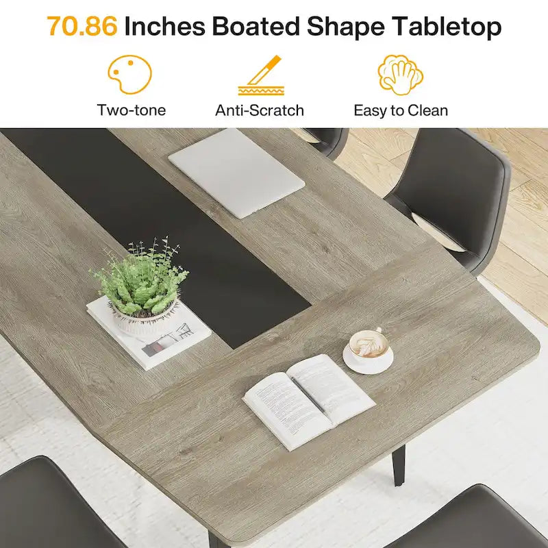Table de conférence de 6 pieds, Table de réunion en forme de bateau