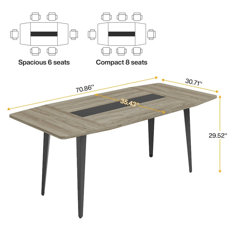 Table de conférence de 6 pieds, Table de réunion en forme de bateau