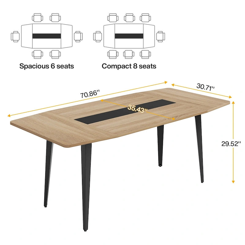 Table de conférence de 6 pieds, Table de réunion en forme de bateau