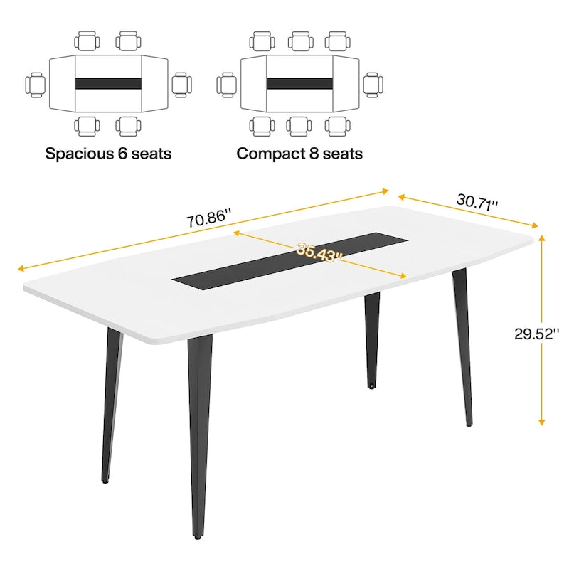 Table de conférence de 6 pieds, Table de réunion en forme de bateau