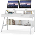 Bureau informatique avec 2 tiroirs et étagère de rangement, support pour écran