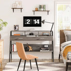 Bureau informatique avec 2 tiroirs et étagère de rangement, support pour écran