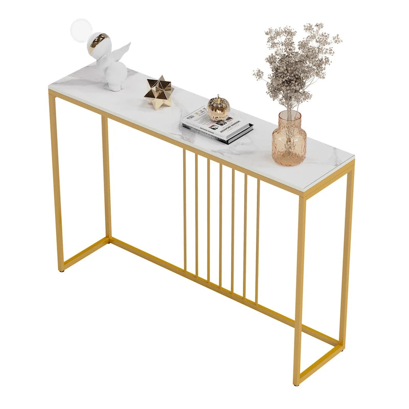 47 Tables consoles longues et étroites en pierre frittée pour entrée ou canapé - L 120 x l 30 x H 80 cm