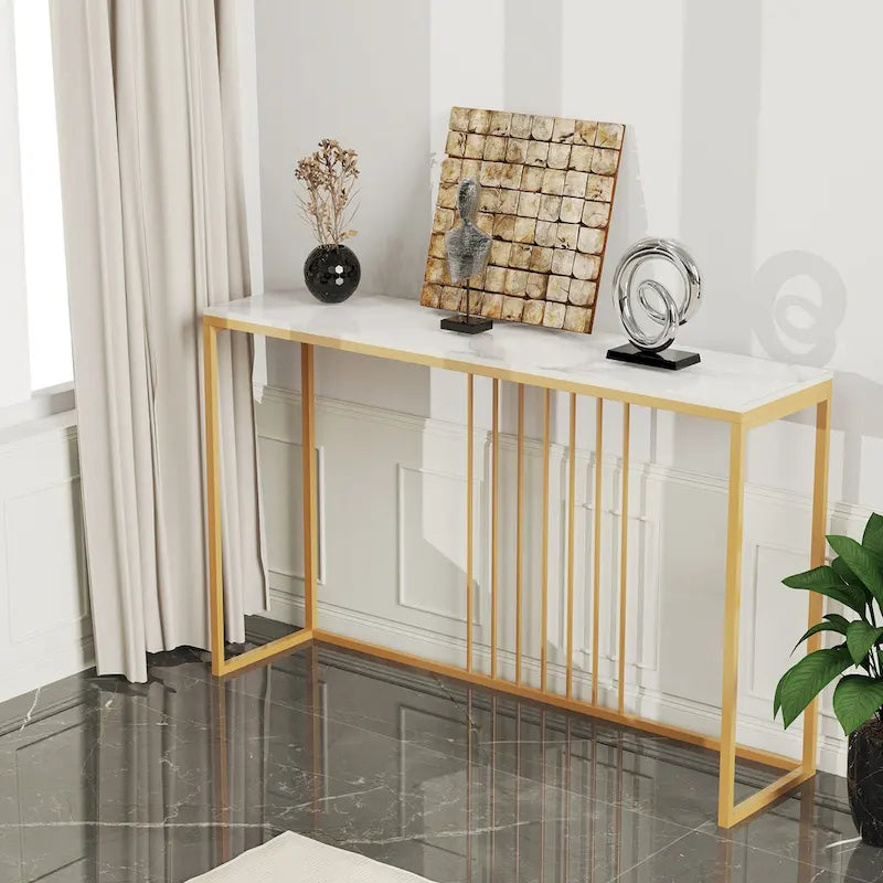 47 Tables consoles longues et étroites en pierre frittée pour entrée ou canapé - L 120 x l 30 x H 80 cm