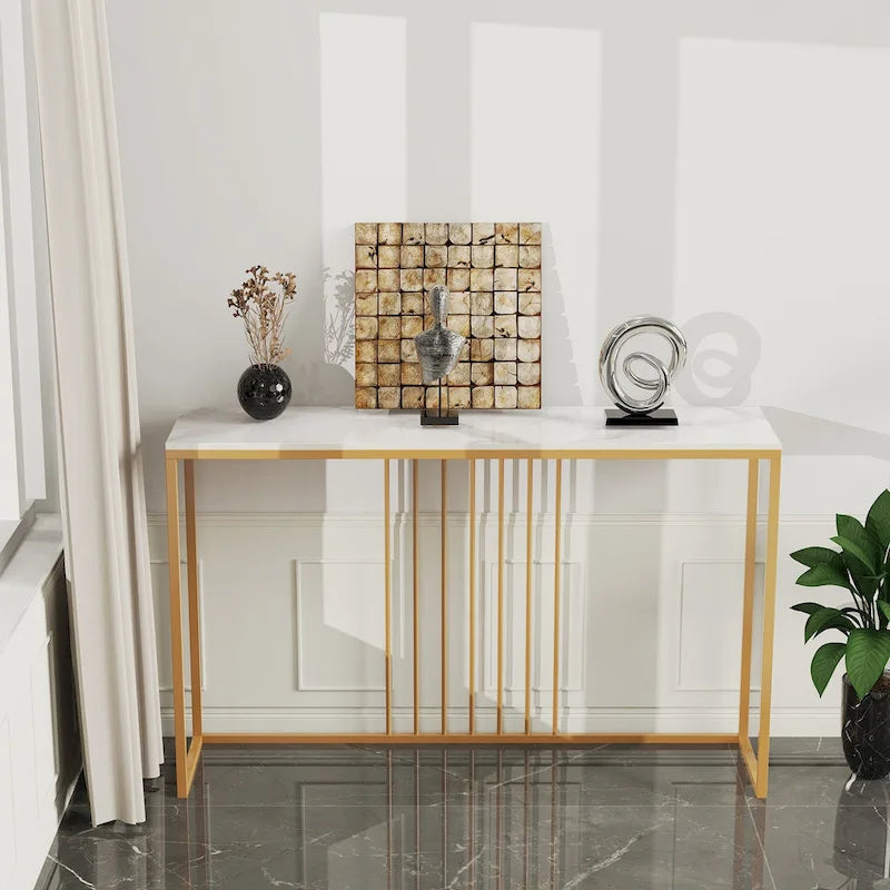 47 Tables consoles longues et étroites en pierre frittée pour entrée ou canapé - L 120 x l 30 x H 80 cm