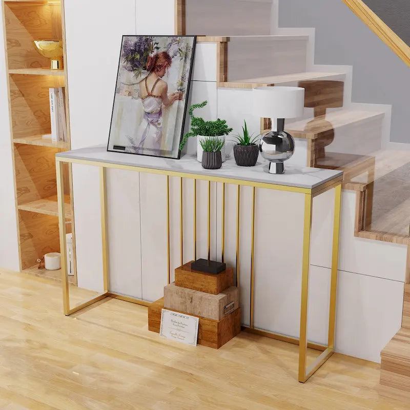 47 Tables consoles longues et étroites en pierre frittée pour entrée ou canapé - L 120 x l 30 x H 80 cm
