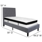 Lit plateforme capitonné et matelas à ressorts ensachés en mousse à mémoire de forme