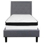 Lit plateforme capitonné et matelas à ressorts ensachés en mousse à mémoire de forme