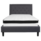 Lit plateforme capitonné et matelas à ressorts ensachés en mousse à mémoire de forme