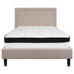 Lit plateforme capitonné et matelas à ressorts ensachés en mousse à mémoire de forme