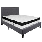 Lit plateforme capitonné et matelas à ressorts ensachés en mousse à mémoire de forme