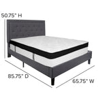Lit plateforme capitonné et matelas à ressorts ensachés en mousse à mémoire de forme