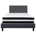 Lit plateforme capitonné et matelas à ressorts ensachés en mousse à mémoire de forme