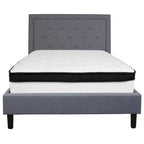Lit plateforme capitonné et matelas à ressorts ensachés en mousse à mémoire de forme