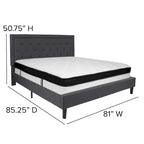 Lit plateforme capitonné et matelas à ressorts ensachés en mousse à mémoire de forme