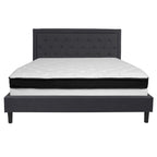 Lit plateforme capitonné et matelas à ressorts ensachés en mousse à mémoire de forme