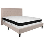 Lit plateforme capitonné et matelas à ressorts ensachés en mousse à mémoire de forme