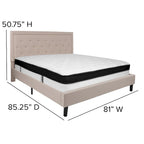 Lit plateforme capitonné et matelas à ressorts ensachés en mousse à mémoire de forme