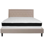 Lit plateforme capitonné et matelas à ressorts ensachés en mousse à mémoire de forme