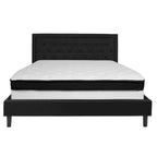 Lit plateforme capitonné et matelas à ressorts ensachés en mousse à mémoire de forme