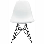Lot de 2 chaises de salle à manger modernes du milieu du siècle, sans accoudoirs, avec coque en plastique et piétement Eiffel en métal noir, couleur blanche