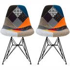 Lot de 2 chaises de salle à manger modernes du milieu du siècle, sans accoudoirs, avec coque en plastique et piétement Eiffel en métal noir, couleur blanche